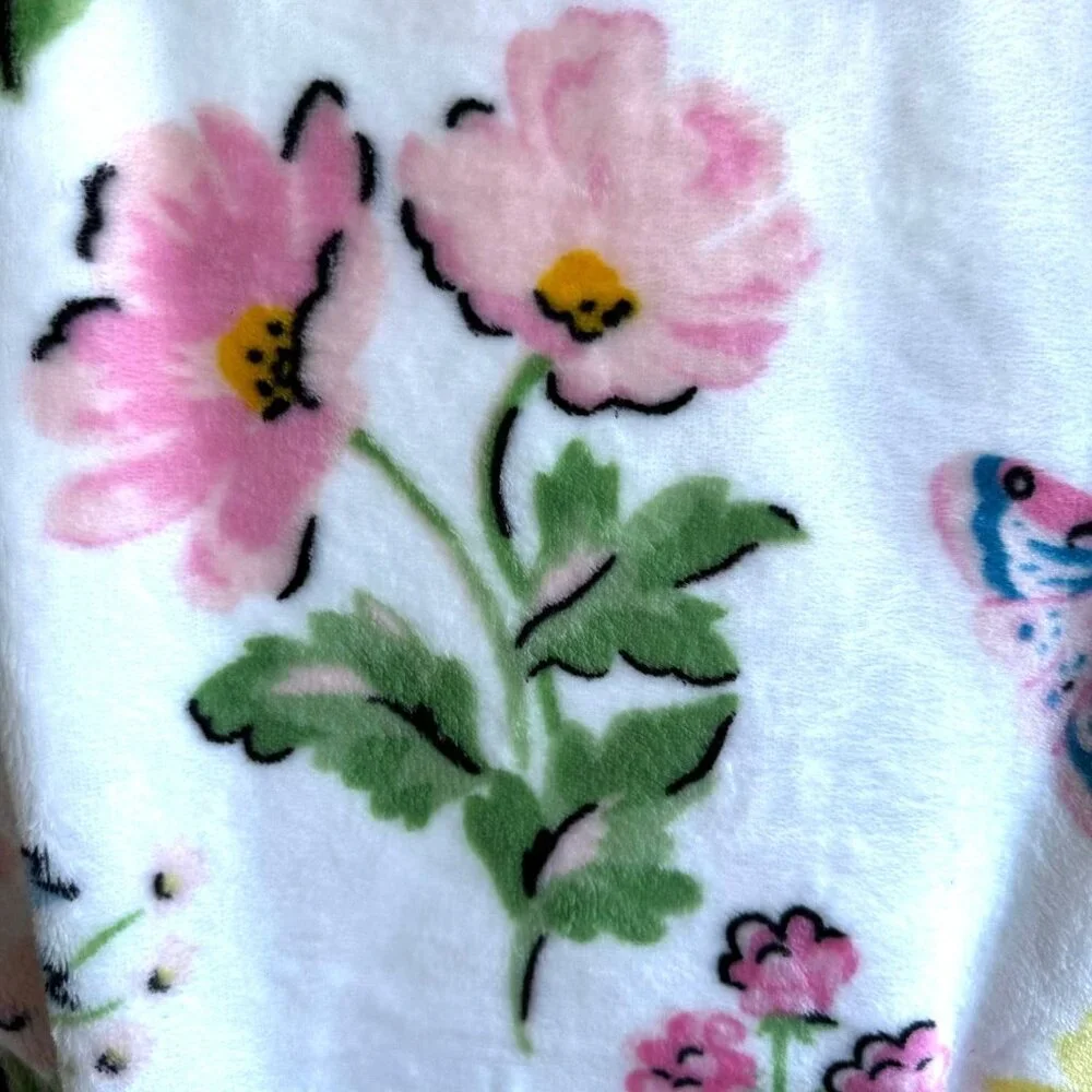 Studio Curate Plush Throw Butterflies Flowers 50 x 70 inch Floral Blanket NWT